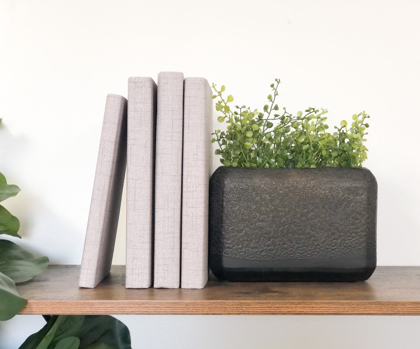 Gray Decorative Books and Black Vase for Home Decor