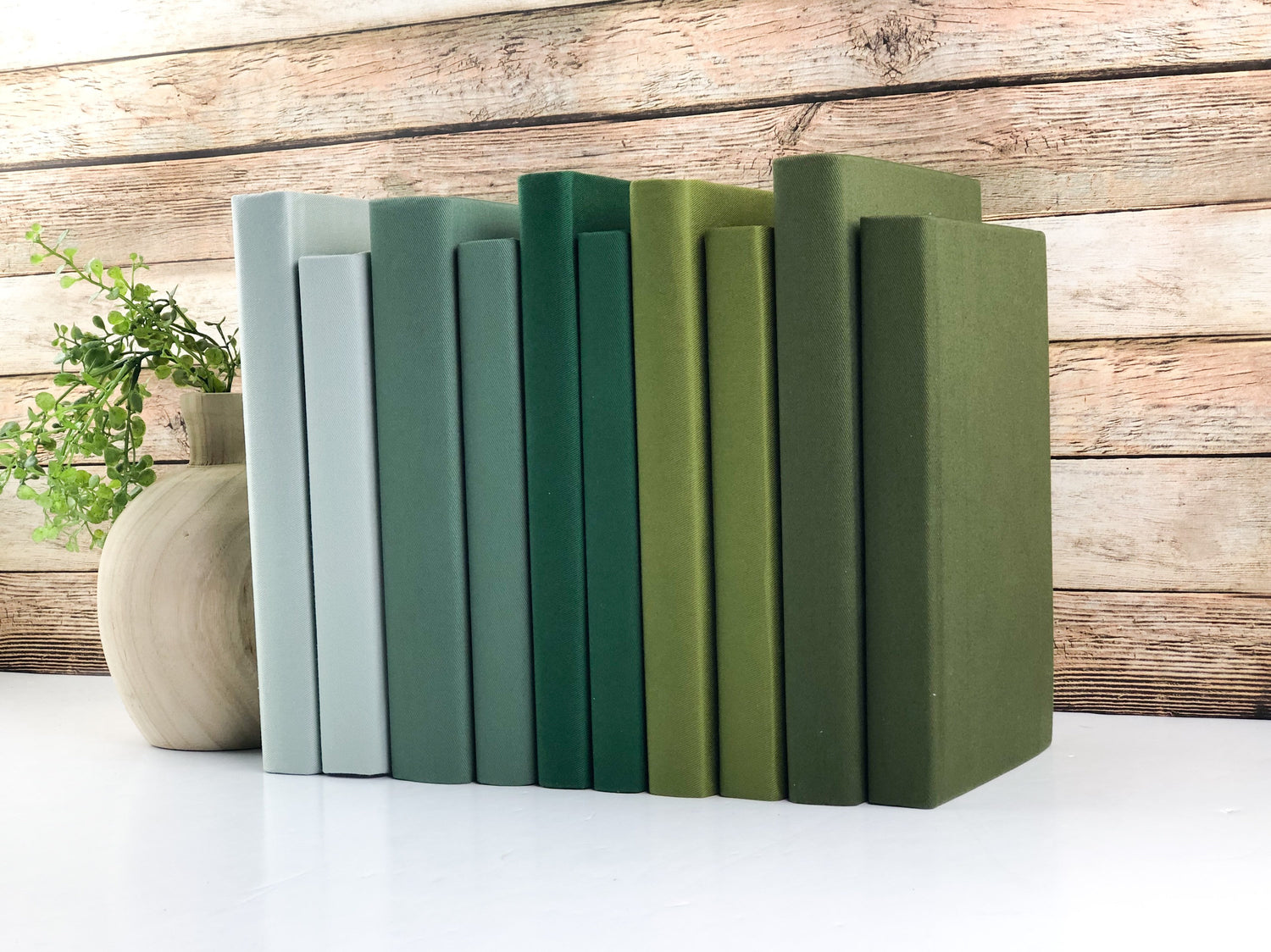 Mix & Match Fabric Covered Decorative Books for Shelf Decor / Green