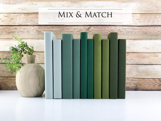 Mix & Match Fabric Covered Decorative Books for Shelf Decor / Green