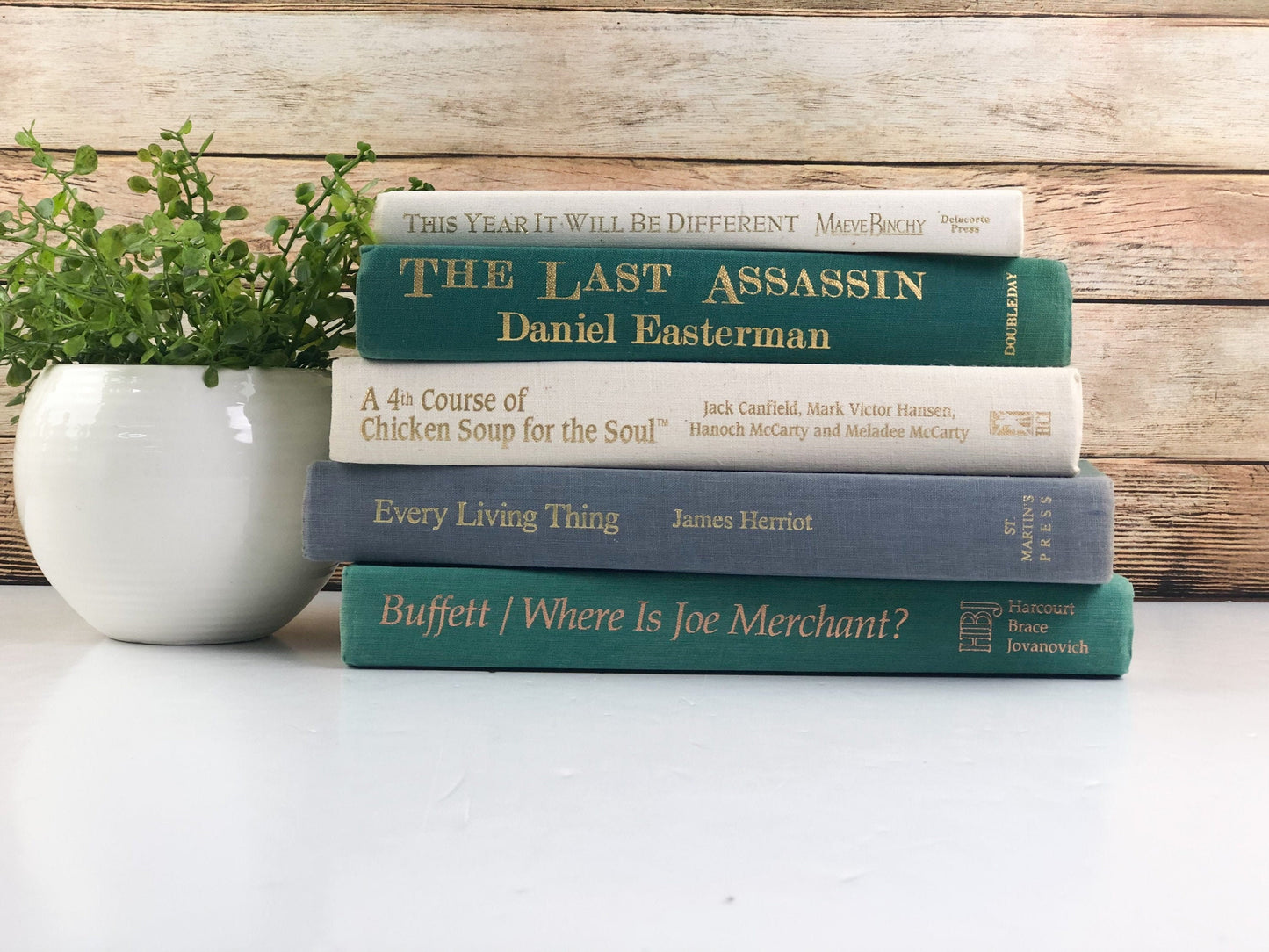 Stack Of 6 Colorful Decorative Books - For Shelf Styling, Home Decor, & Props