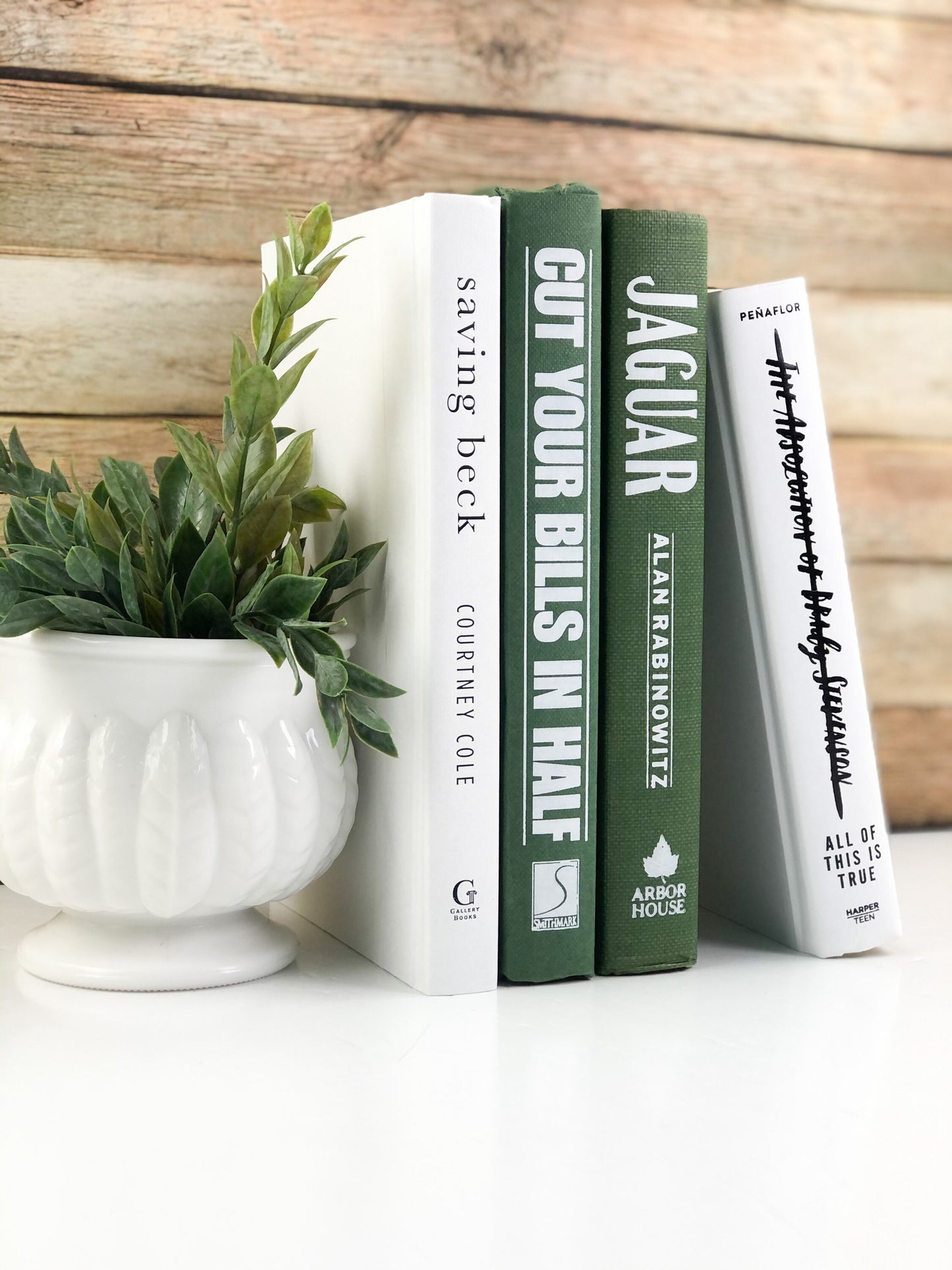 Green and White Set of Books