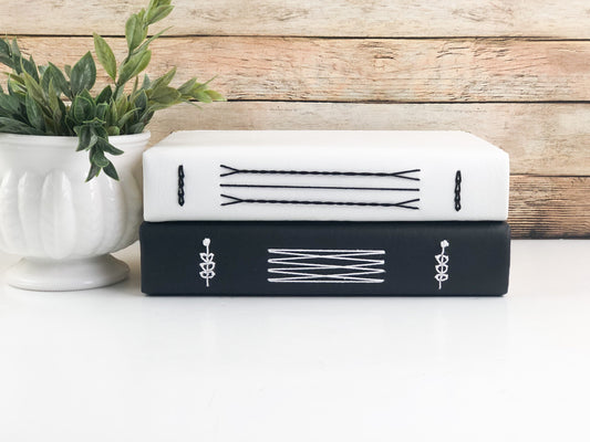 Modern Home Decor / Black and White / Embroidered Book Set