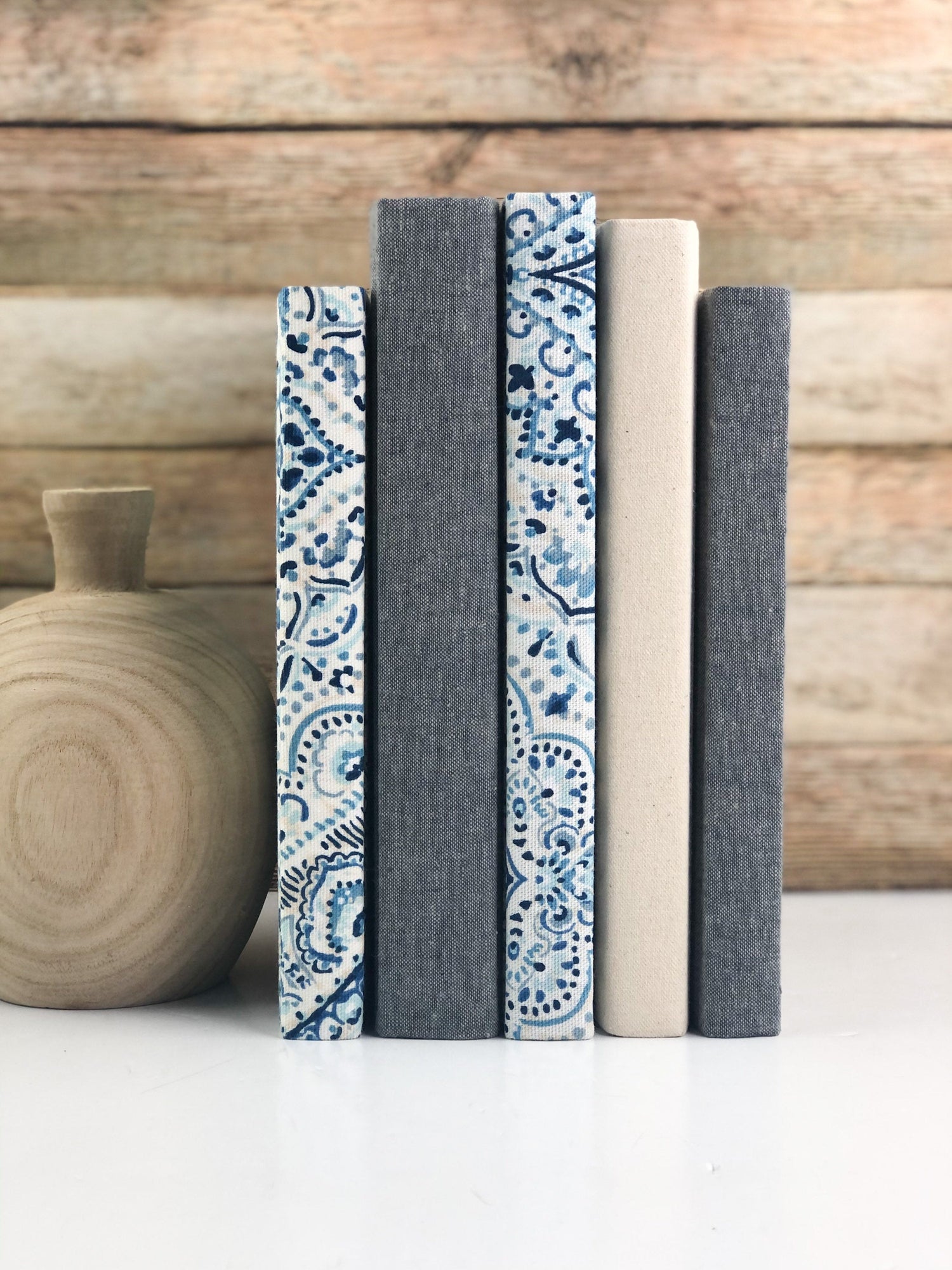 Blue Fabric Covered Books