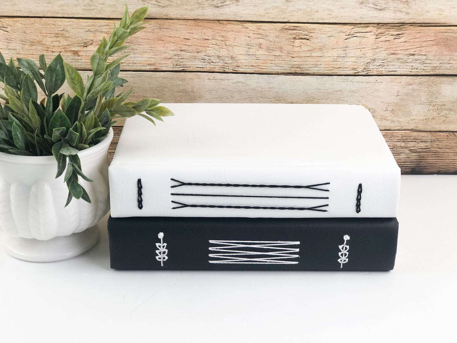 Modern Home Decor / Black and White / Embroidered Book Set