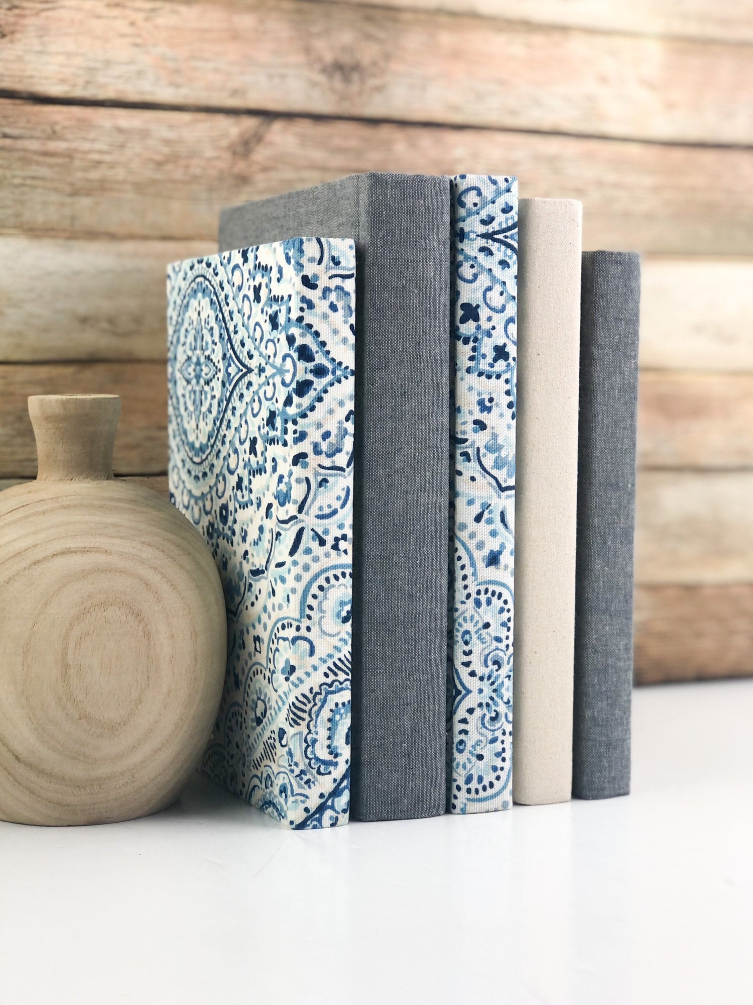 Blue Fabric Covered Books