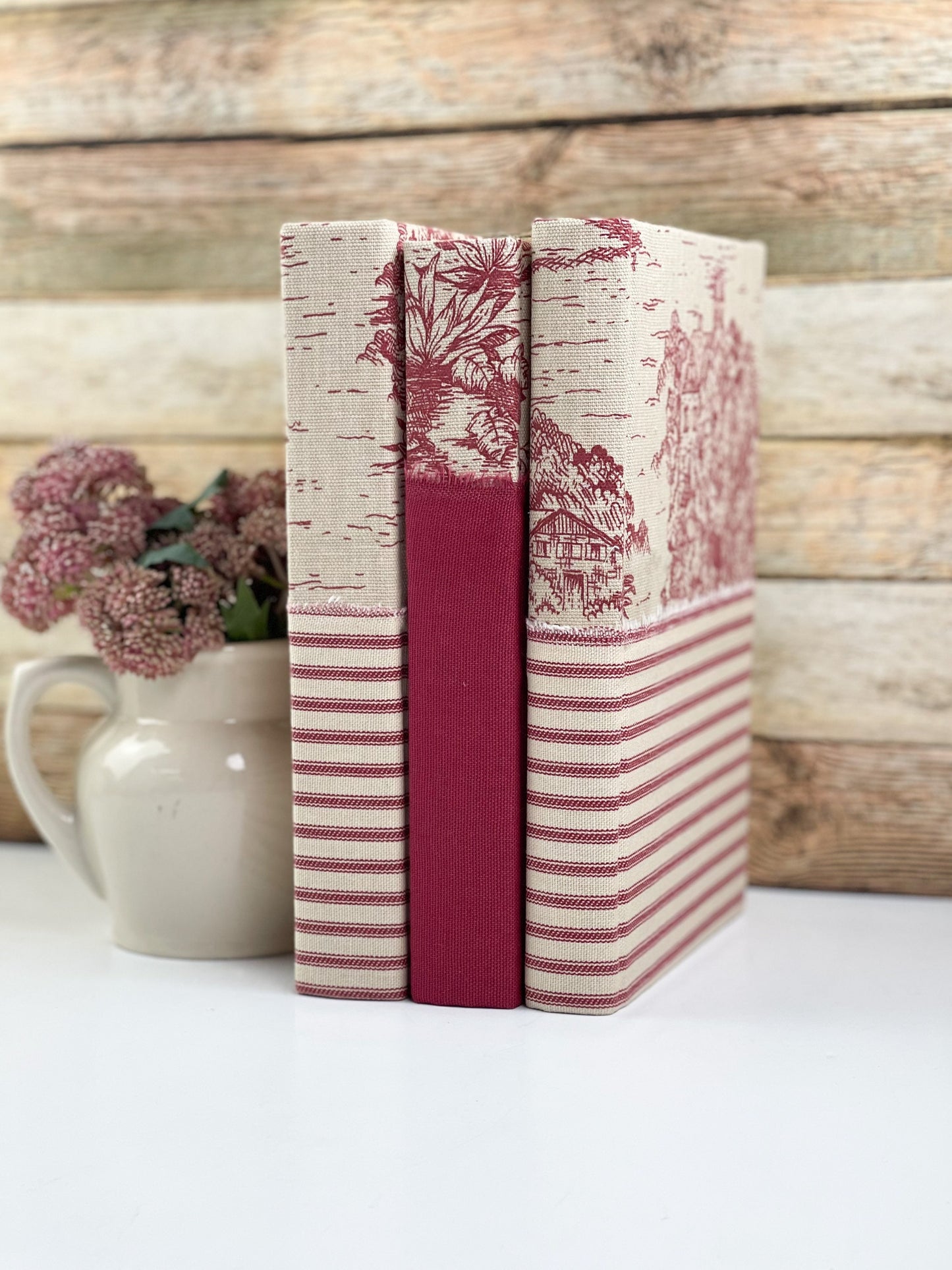 Red Fabric Covered Books