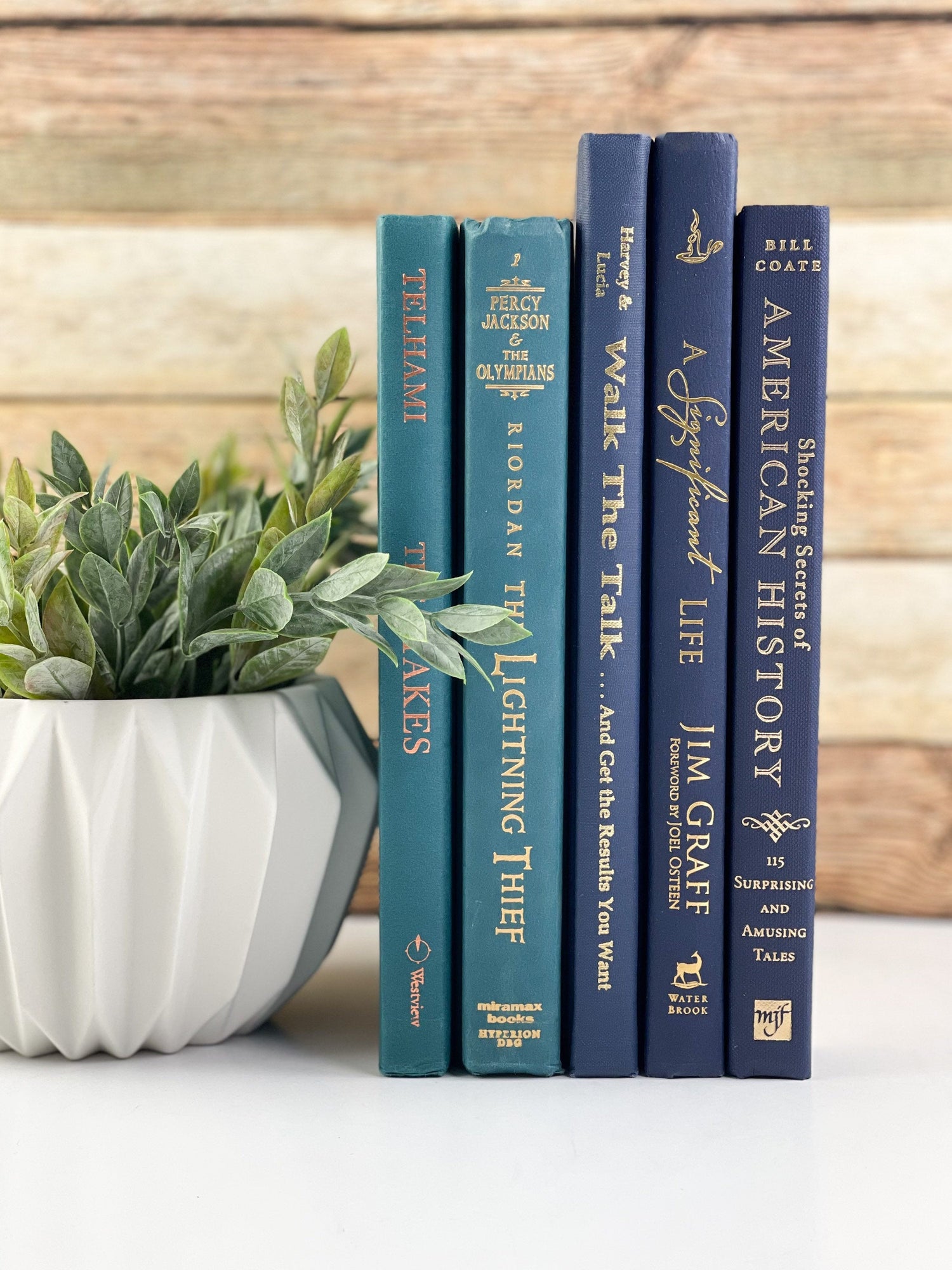 Blue and Green Books for Decor