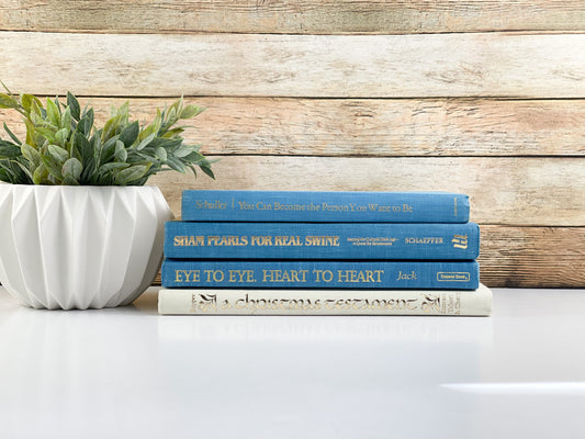 Blue and Cream Book Decor