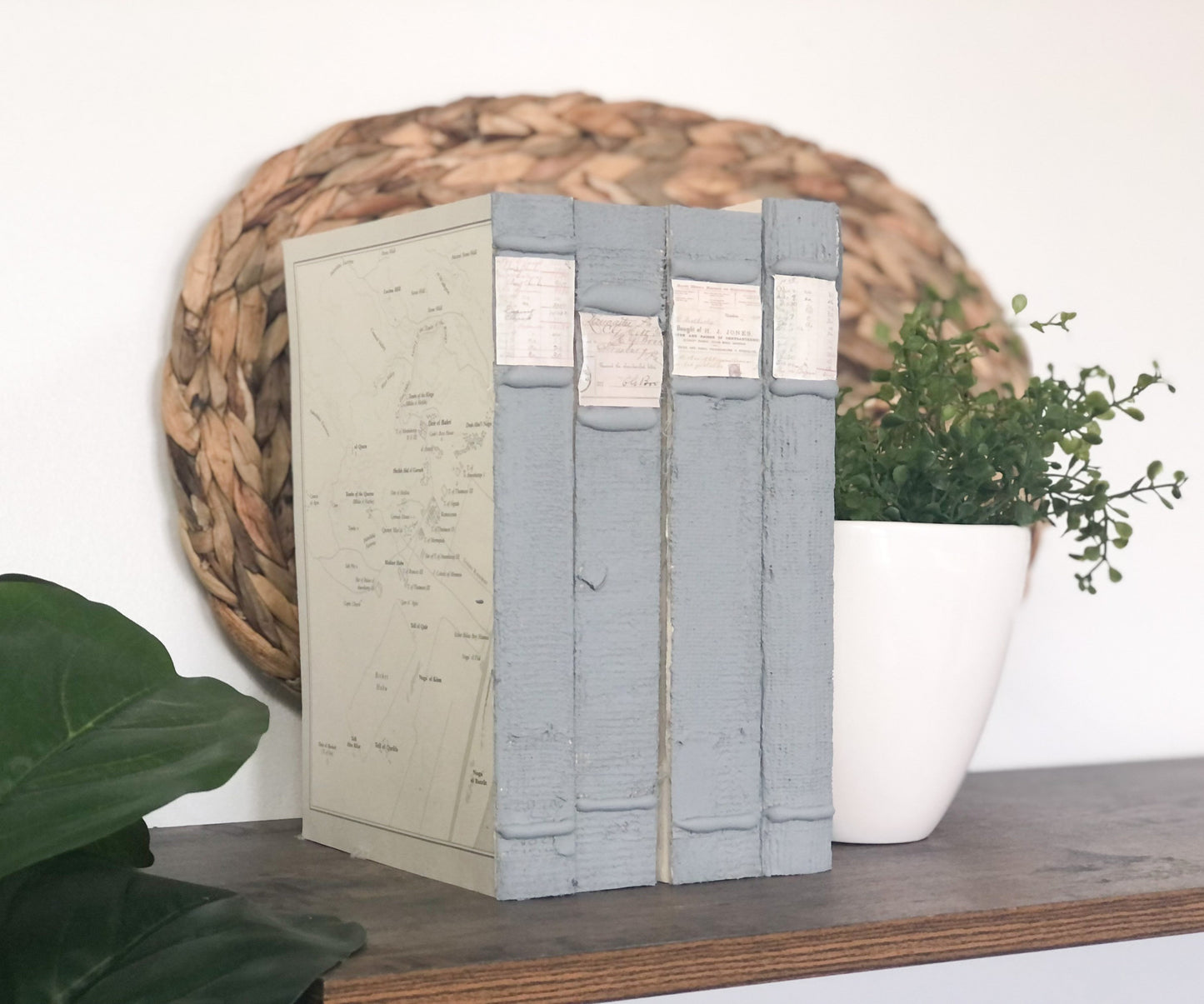 Gray Shelf Decor / Vintage Gray Book Set