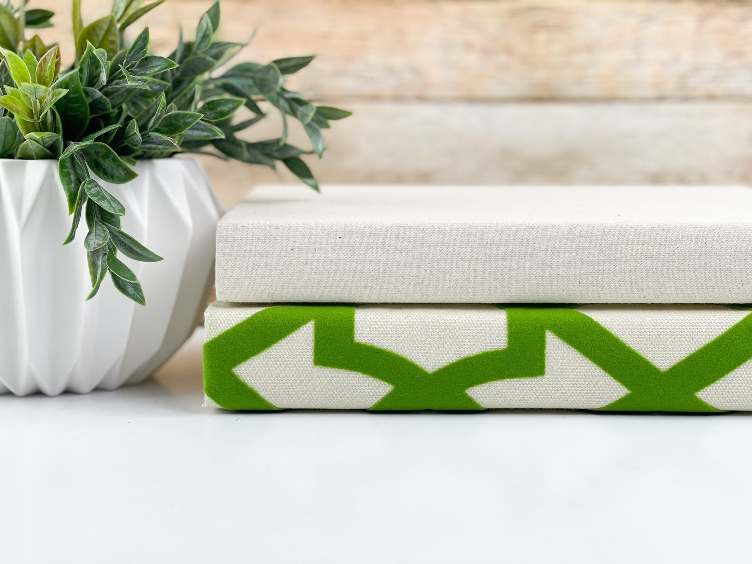 Green and Cream Home Decor, Books for Shelf Decor, Coffee Table Decor