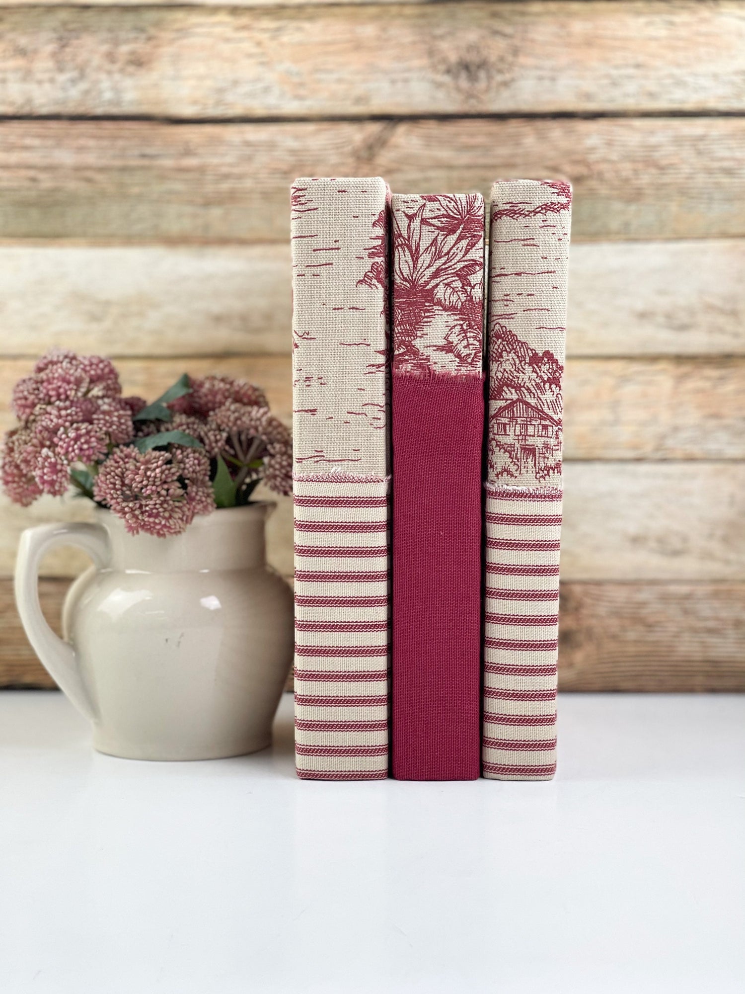 Red Fabric Covered Books