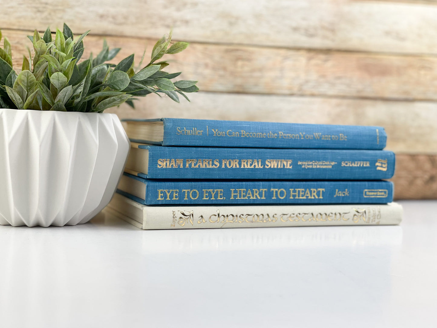 Blue and Cream Book Decor