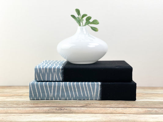 Blue and Black Bookshelf Decor