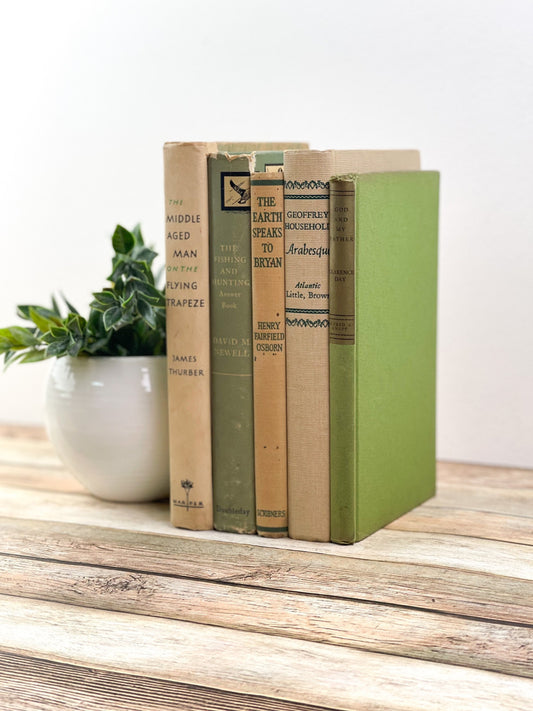 Green Old Books for Farmhouse Decor