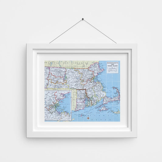 Map of Massachusetts and Rhode Island