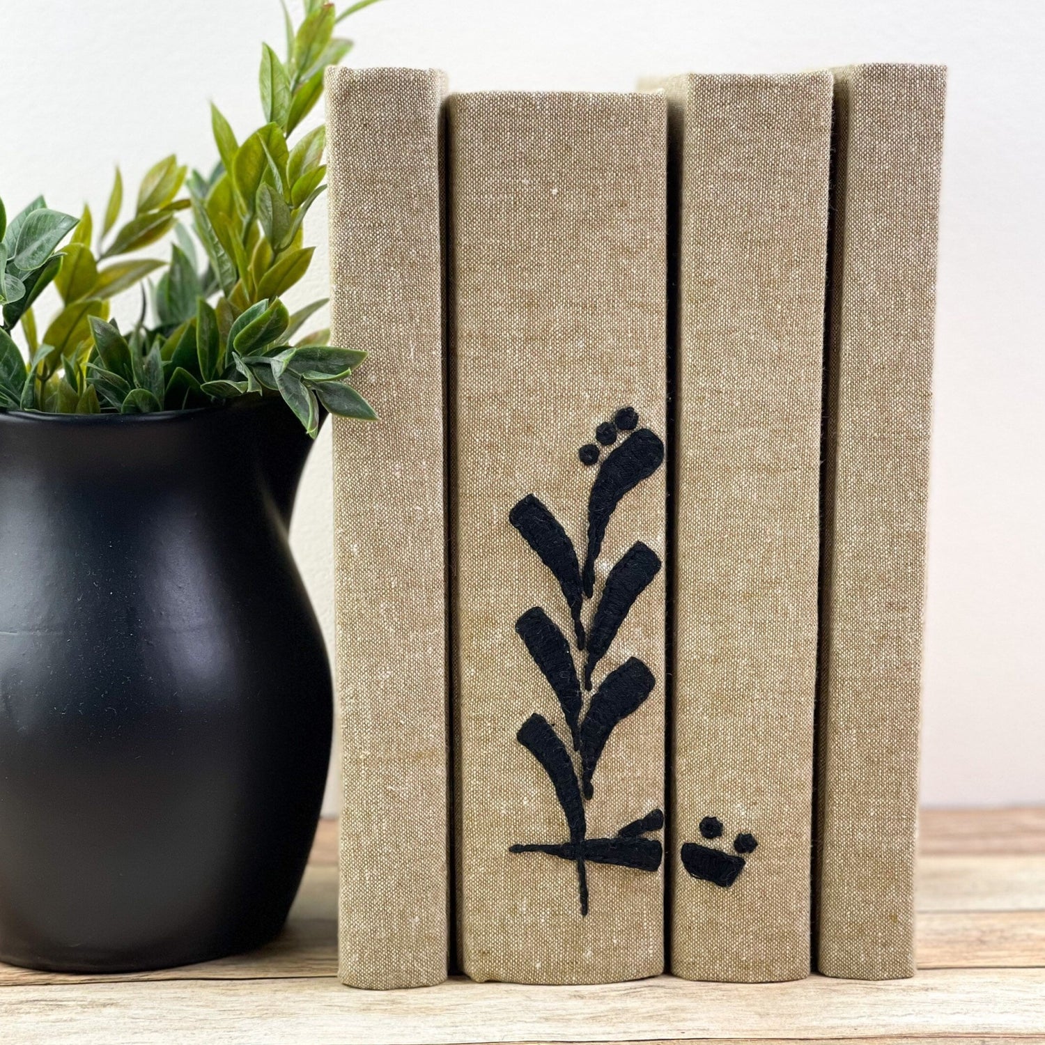 Embroidered Decorative Book Set for Shelf Decor