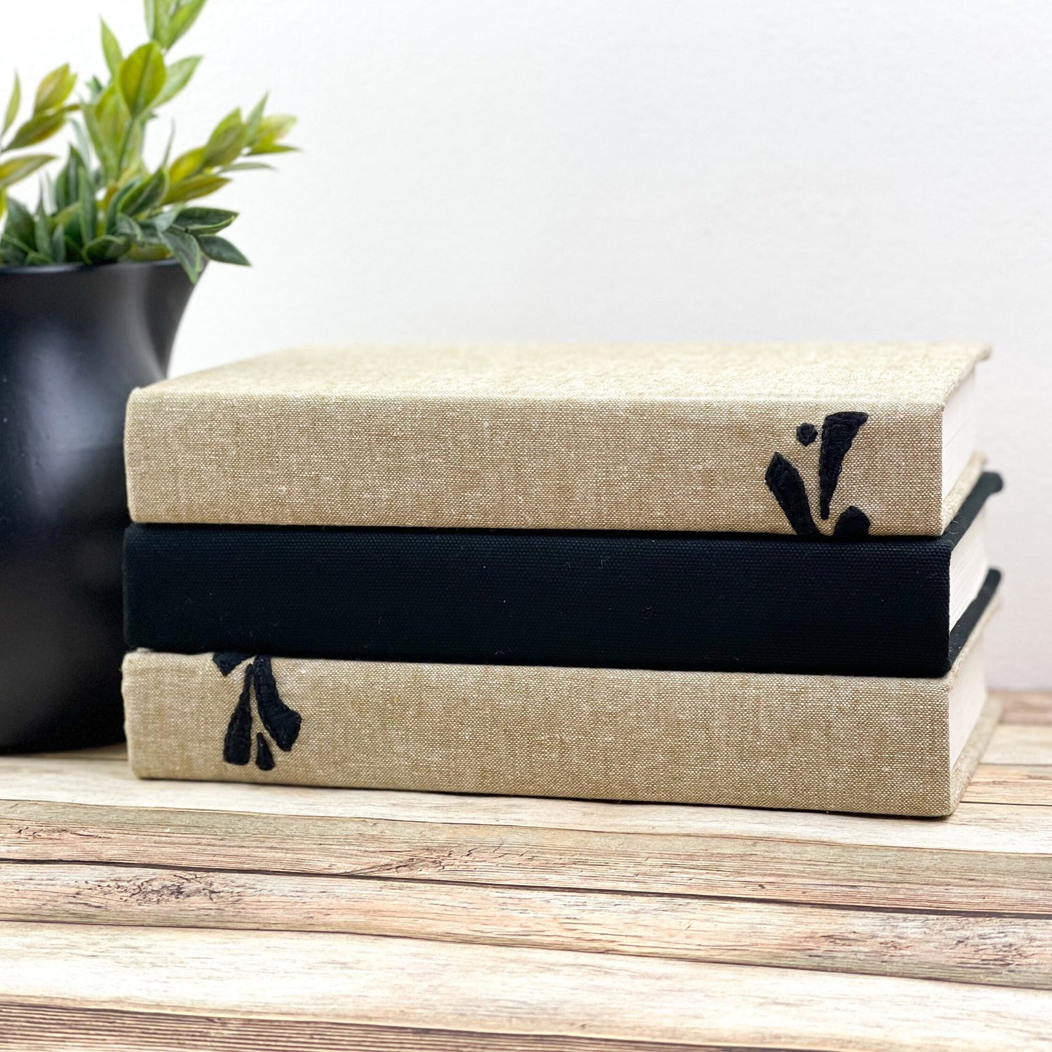 Embroidered Decorative Book Set for Shelf Decor