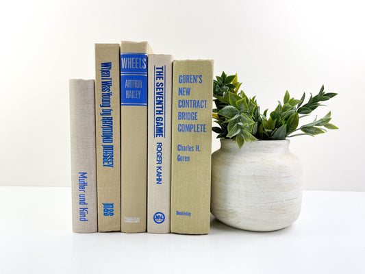 Cream and Blue Shelf Decor