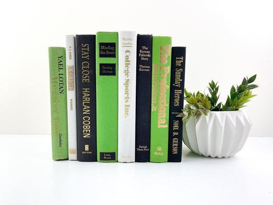 Green and Black Decorative Books for Shelf Decor