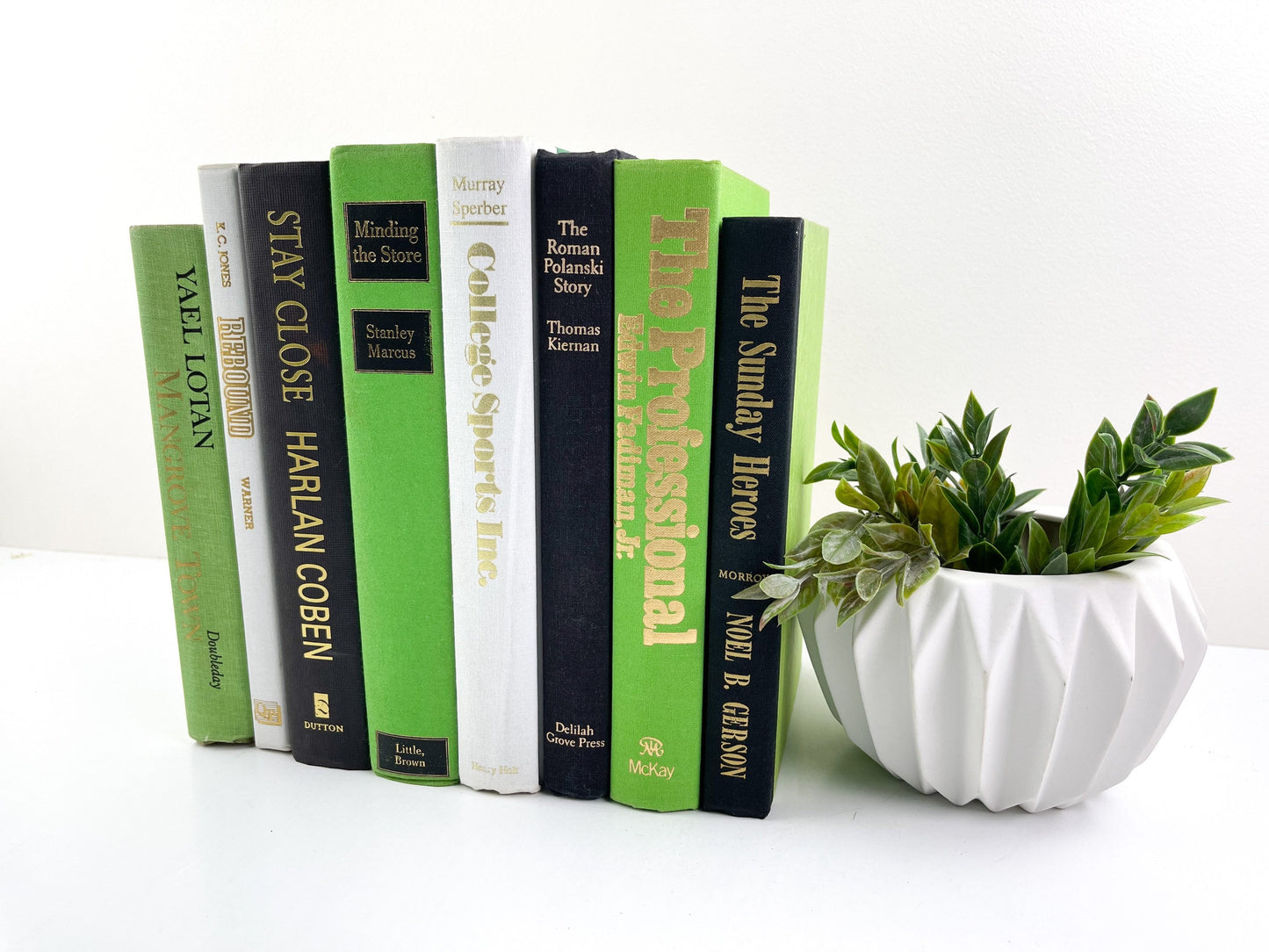 Green and Black Decorative Books for Shelf Decor