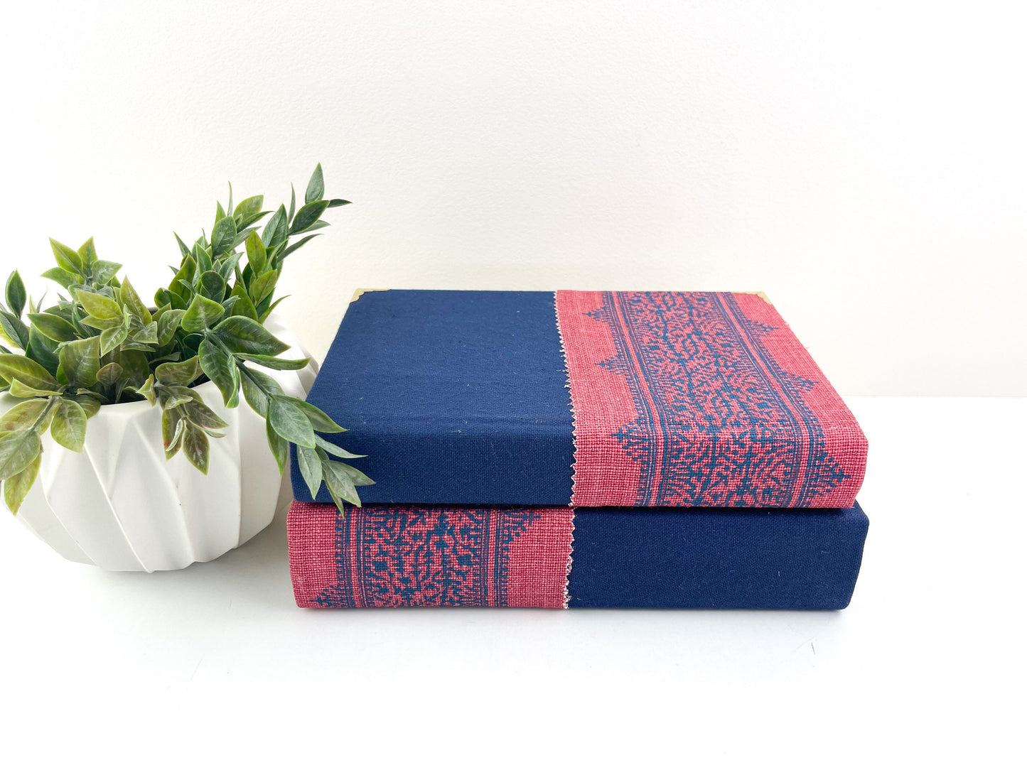 Blue and Red Fabric Covered Books