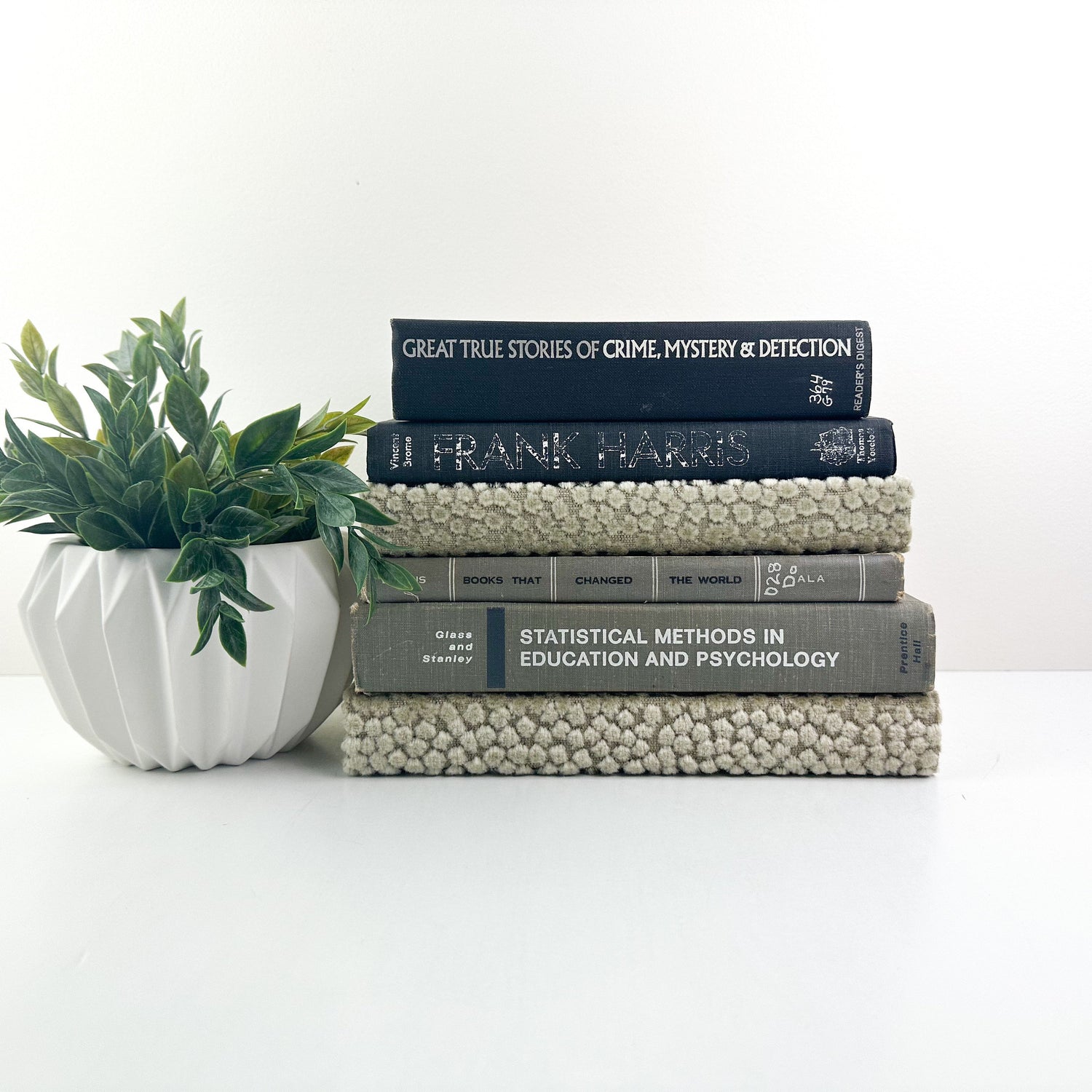 Book Decor, Neutral Home Decor, Textured Home Accents, Black and Tan
