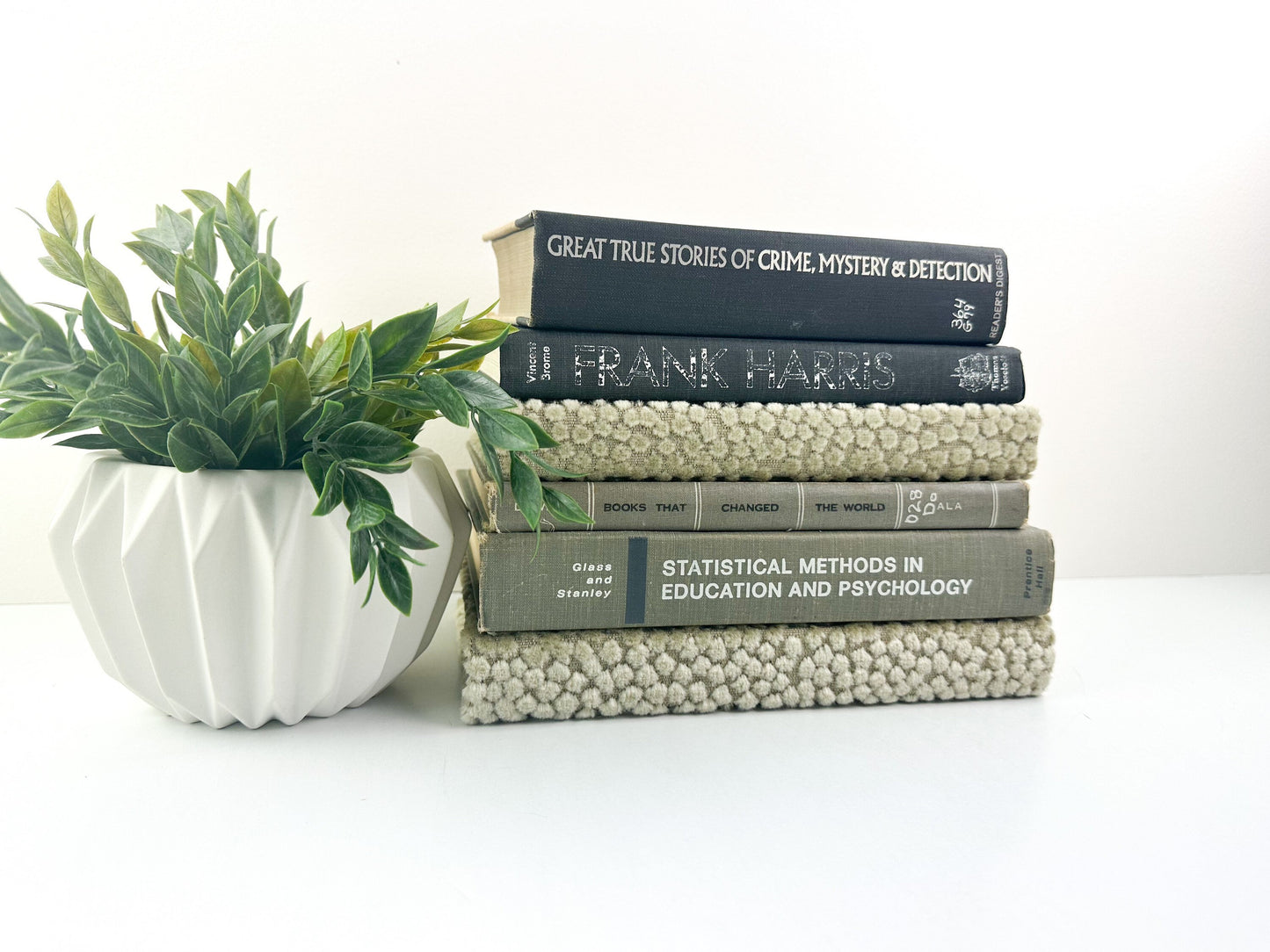 Book Decor, Neutral Home Decor, Textured Home Accents, Black and Tan