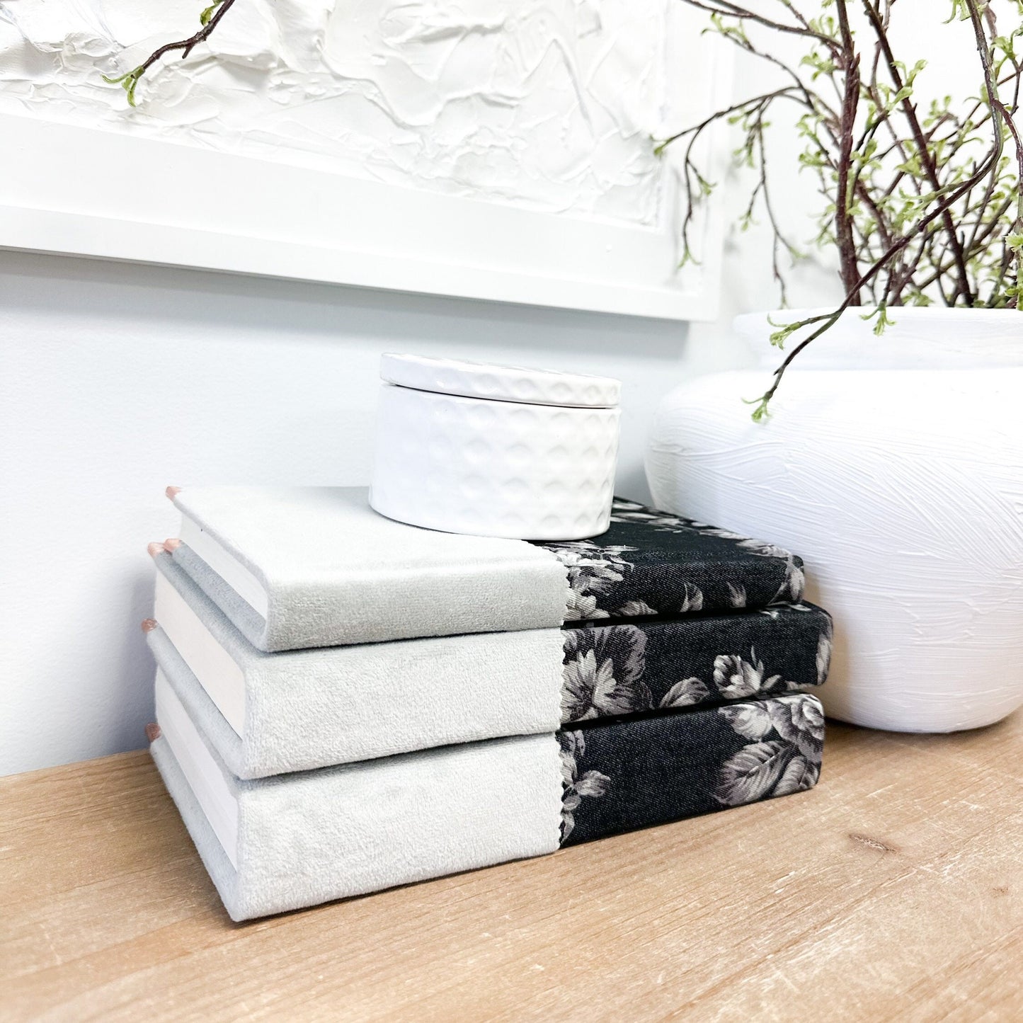 Linen Covered Books for Shelf Decor