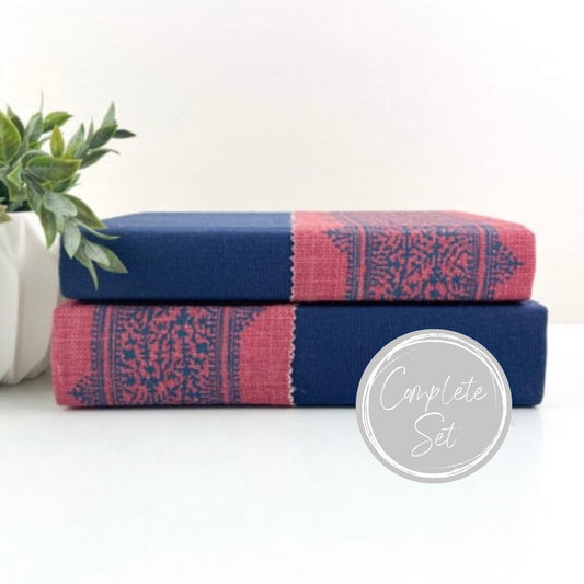 Blue and Red Fabric Covered Books