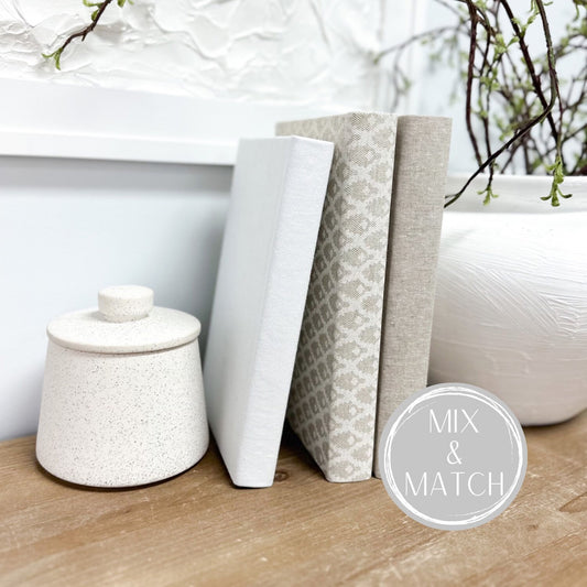 Cream Decorative Book Set for Shelf Decor