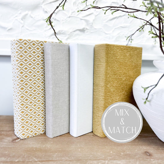 Linen Covered Books for Home Decor