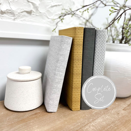 Linen Covered Books for Shelf Decor, Home Decor for Living Room, Yellow Home Decor