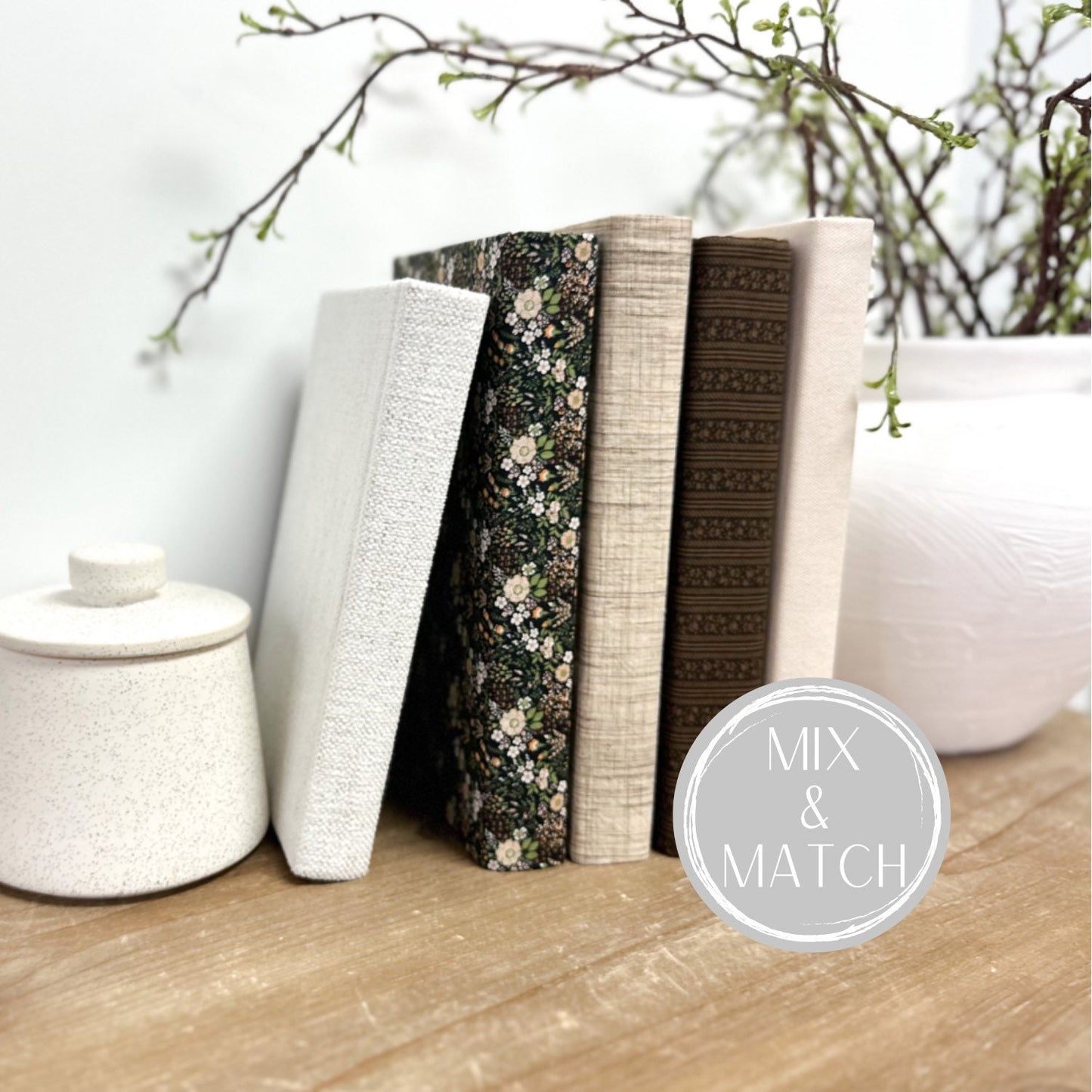 Decorative Books, Books for Shelf Decor, Mix & Match Linen Covered
