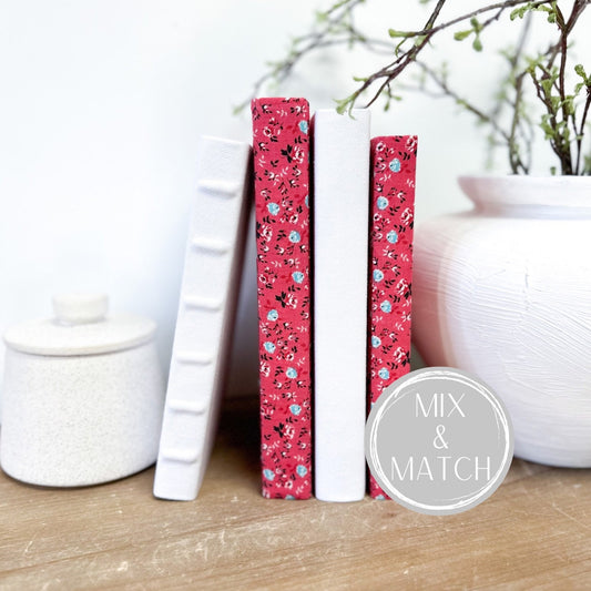 Books by Color, Fabric Covered Books, Farmhouse Style, Red Home Decor