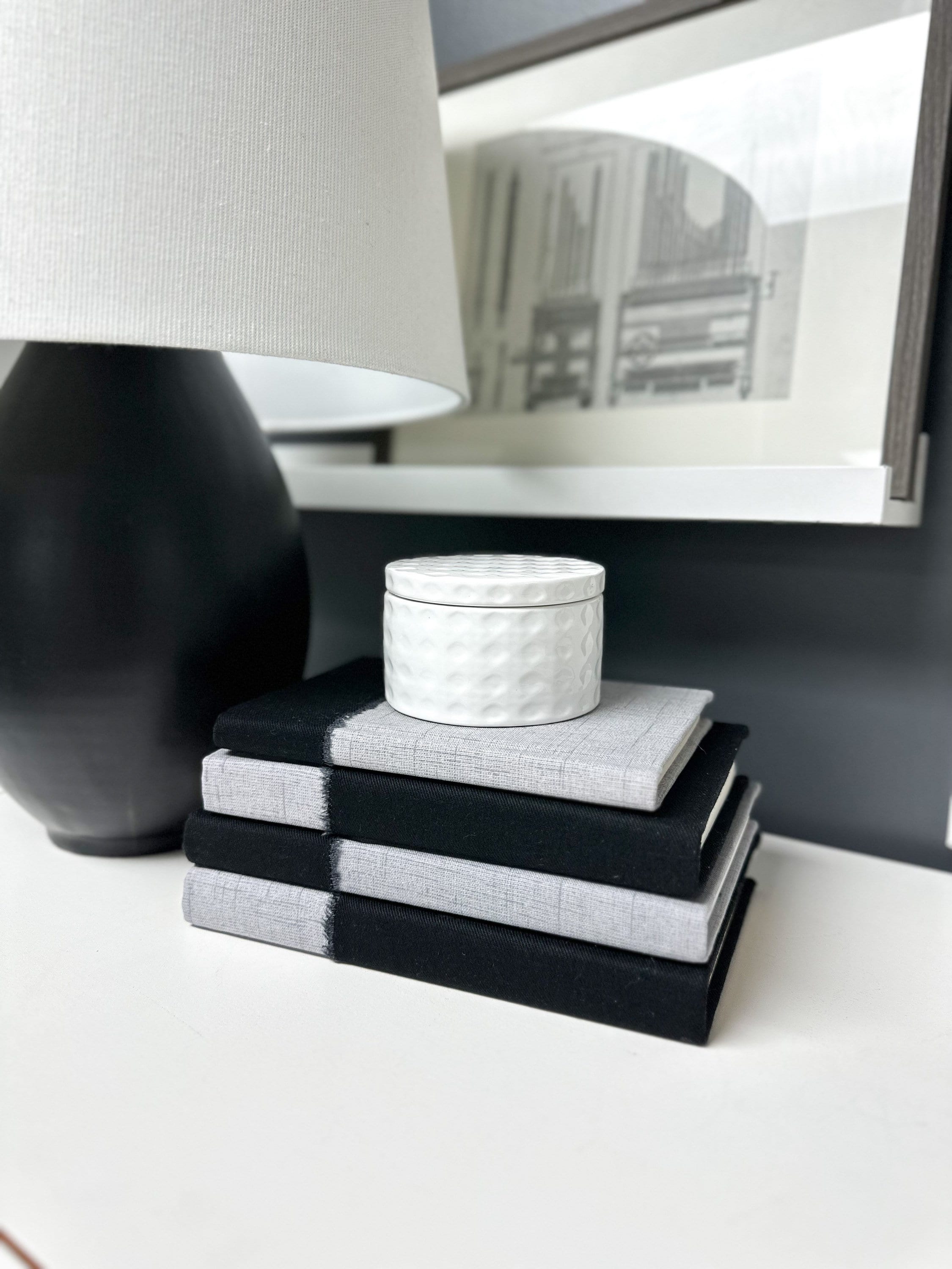 Gray and Black Fabric Covered Books Elements