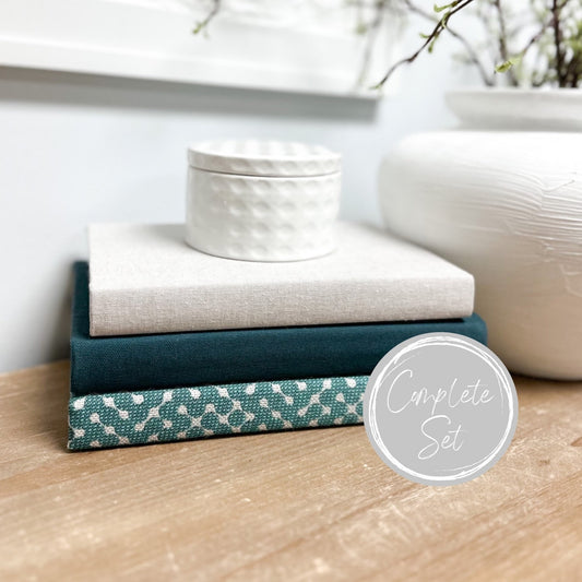 Turquoise Books for Home Decor, Linen Covered Books, Living Room Decor, Coffee Table Decor