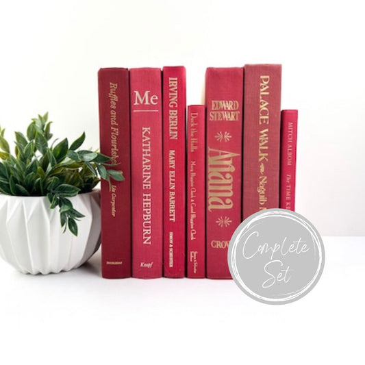 Red Decorative Book Set, Shelf Decor, Red Decor Christmas Decor, Mantel Decor, Red Book Set