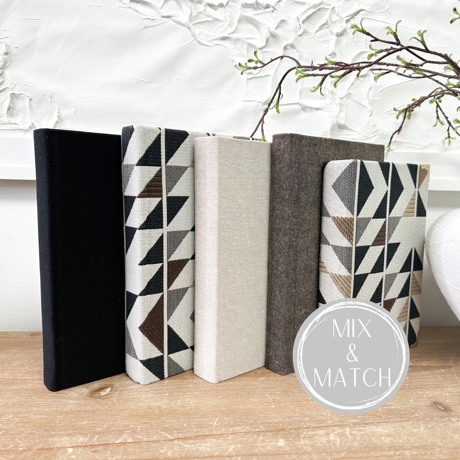 Decorative Books,  Shelf Decor Geometric Fabric Covered Book