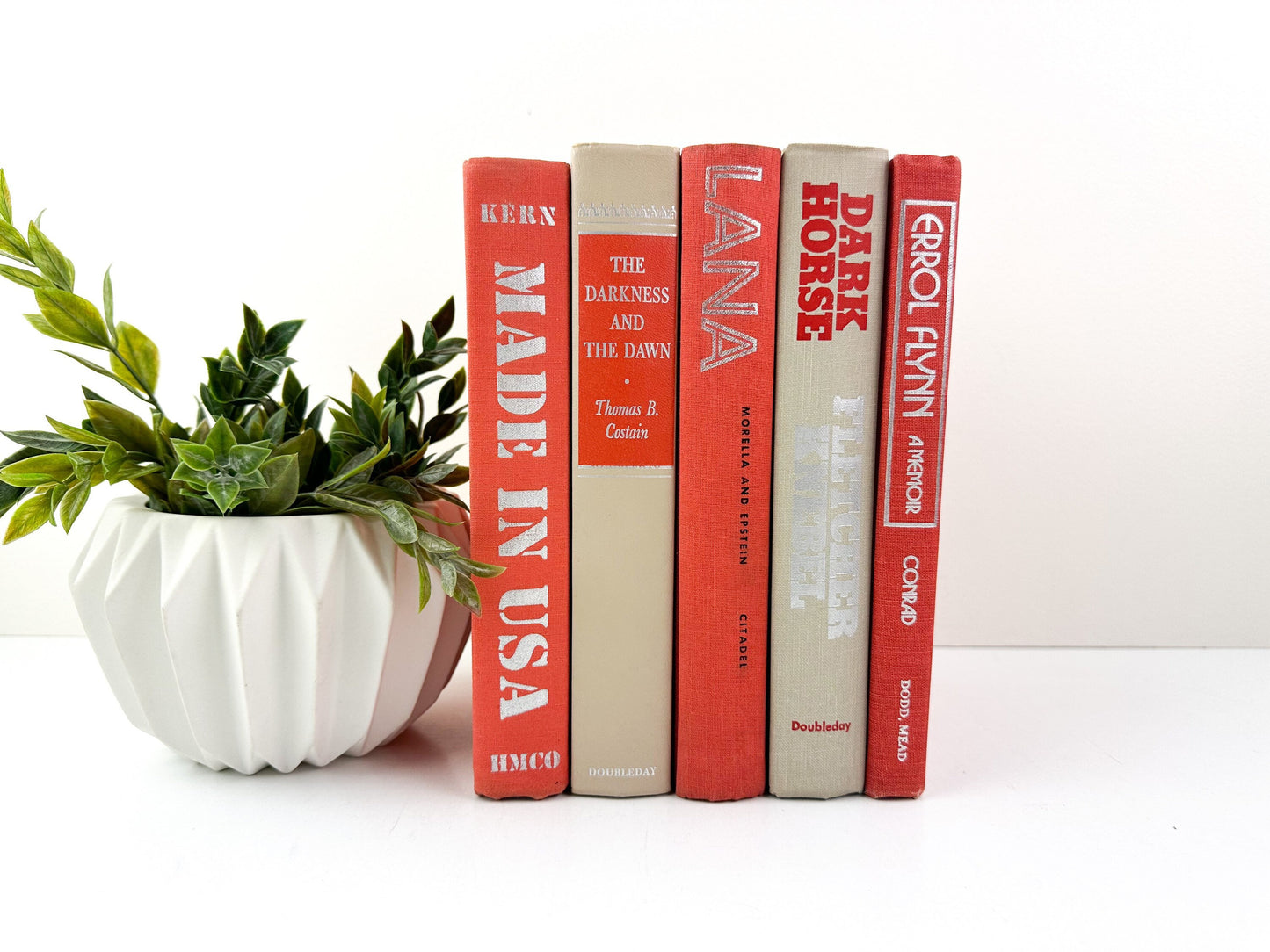 Orange Decorative Books , Books for Shelf Decor , Book Decor