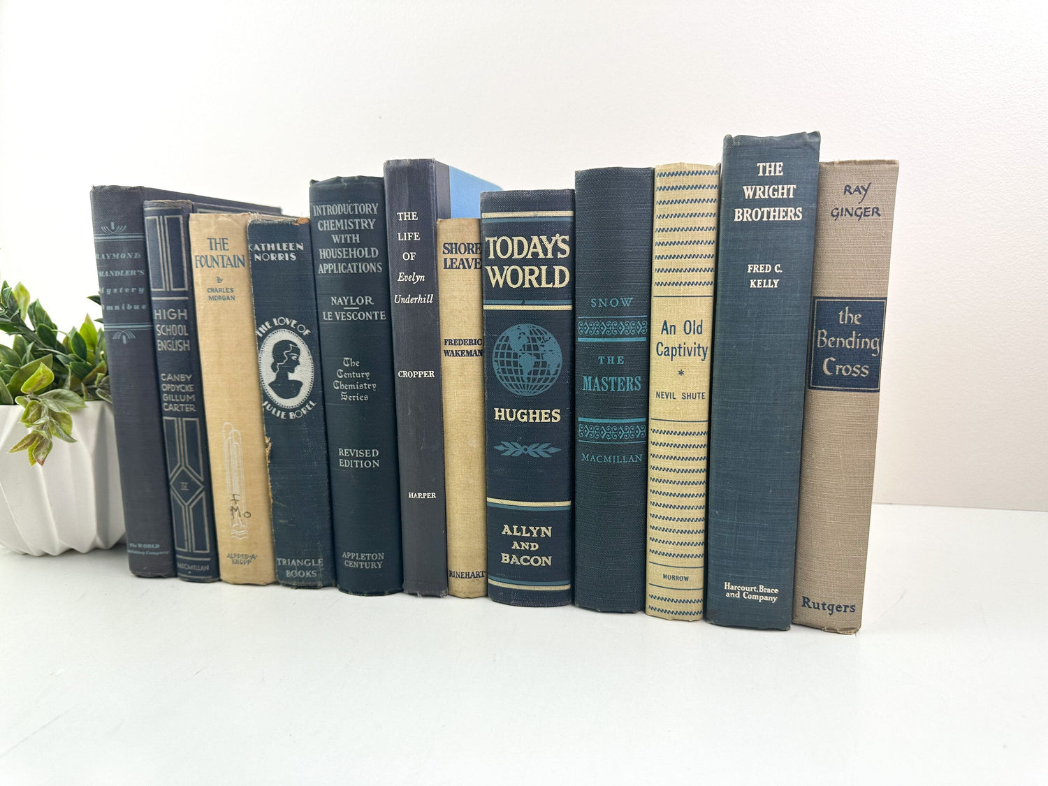 Decorative Books, Blue Book Set, Mantel Decor