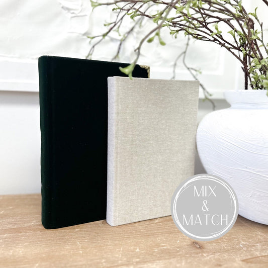 Dark Green Velvet Decorative Books, Velvet Home Decor, Shelf Decor