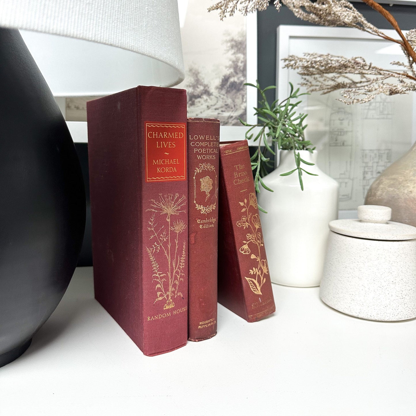 Books for Staging, Red Books for Home Decor, Living Room Decor
