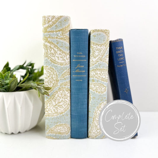 Vintage and Linen Wrapped Books for Shelf Decor, Decorative Books, Book Set, Coffee Table Decor, Book Bundle