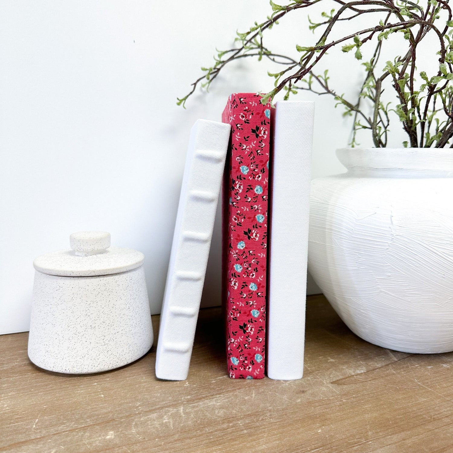 Books by Color, Fabric Covered Books, Farmhouse Style, Red Home Decor