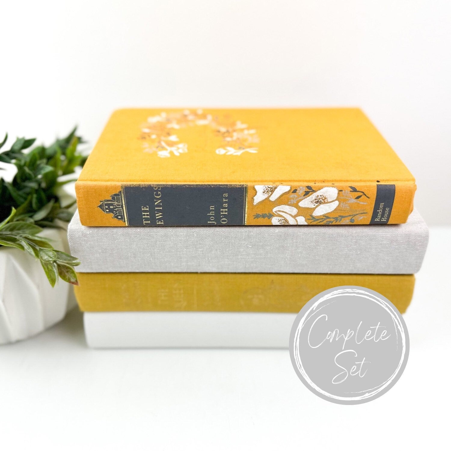 Yellow Decorative Books for Home Decor, Books by Color, Books by the Foot, Shelf Decor