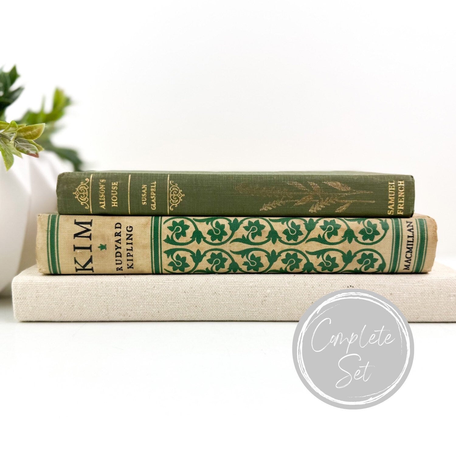 Green Book Set, Decorative Books for Shelf Decor, Modern Decor, Living Room Decor Ideas