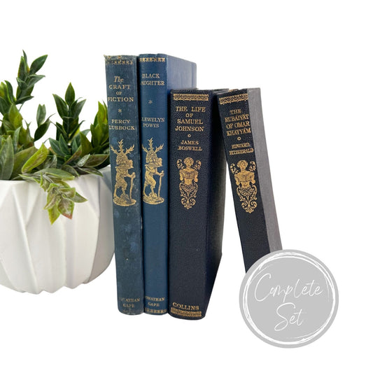 Bookshelf Decor, Blue Vintage Books, Small Books for Shelf Decor