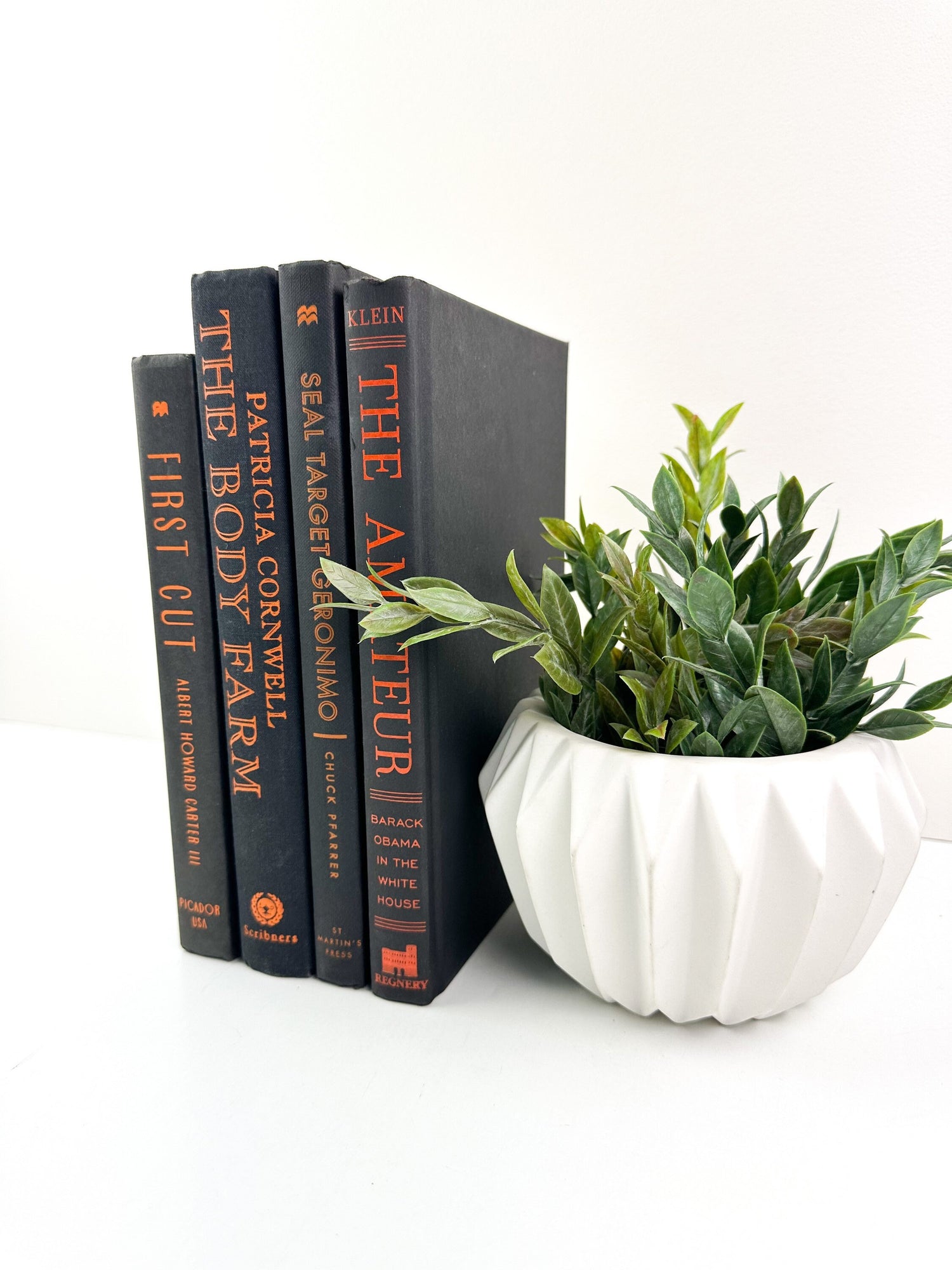 Black and Orange Shelf Decor