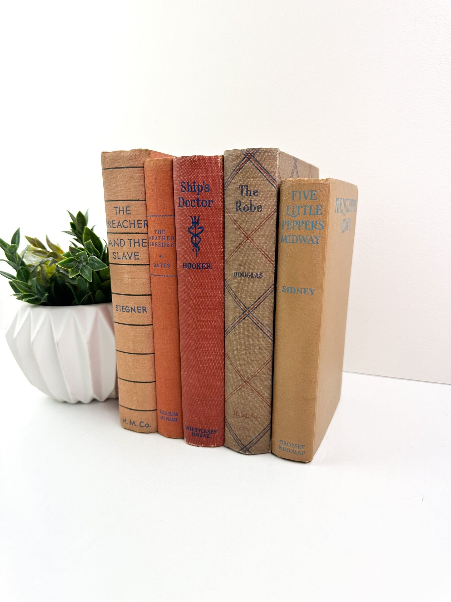 Staging Books, Orange and Blue Books for Decor, Vintage Home Decor