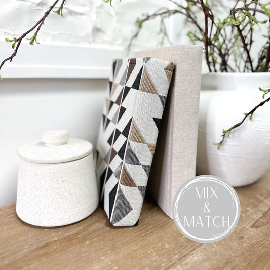 Decorative Books, Shelf Decor Geometric Fabric Covered Book